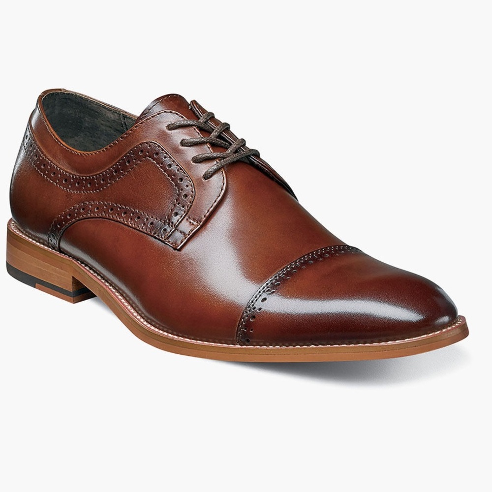 BRAND NEW Stacy Adams Dickinson black leather cap toe Oxford shoes